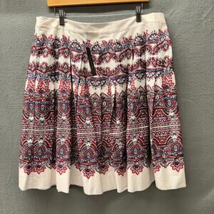 Talbots Skirt Womens 16 (37x24 ACTUAL) Red White Blue Paisley Boho Coastal NEW